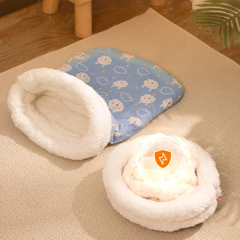 Saco de Dormir para Gatos de Pelúcia com Entrada Reforçada - Imagem 6