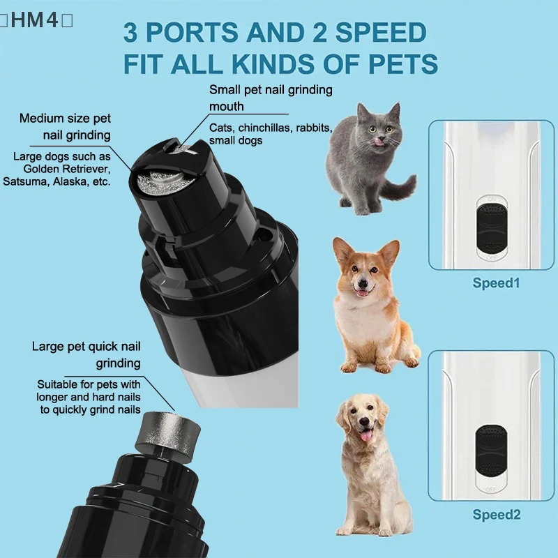Moedor de Unhas para Cães Recarregável USB com 2 Velocidades - Imagem 5