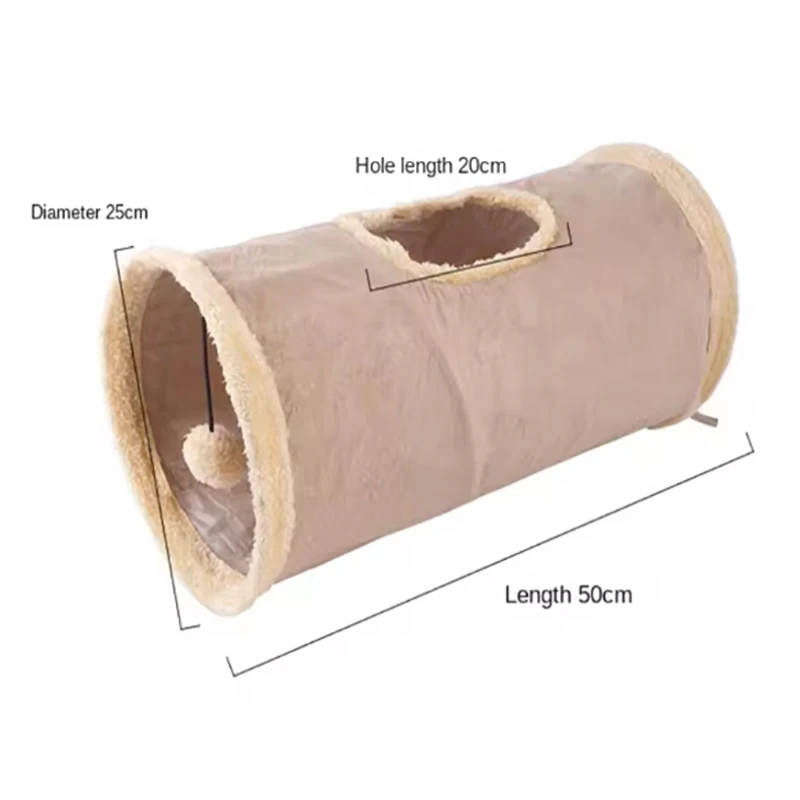 Túnel para Gatos de Pelúcia Dobrável 50 cm para Brincadeiras - Imagem 6