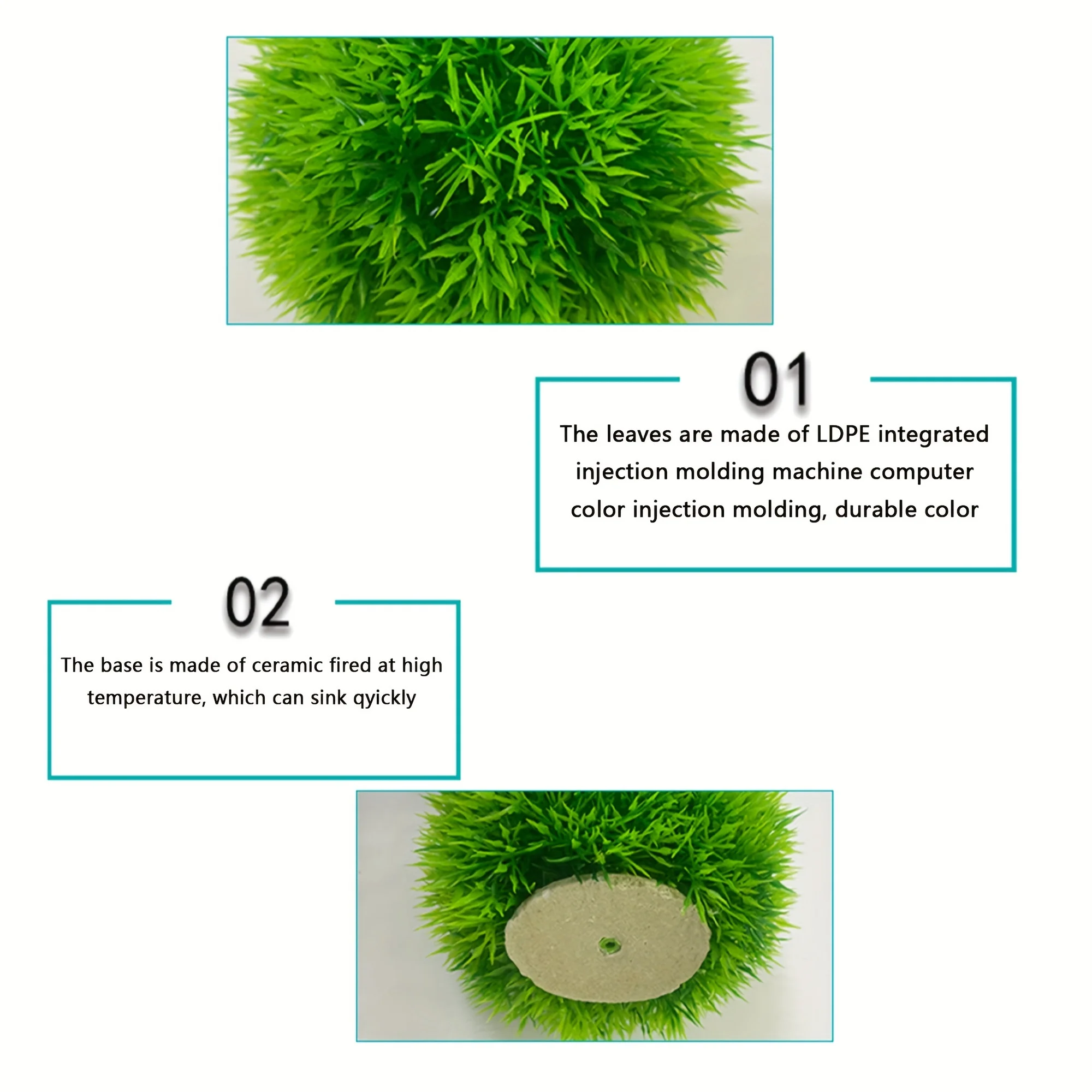 Bola de Grama Artificial para Aquário Decorativa Resistente ao Desbotamento - Imagem 2