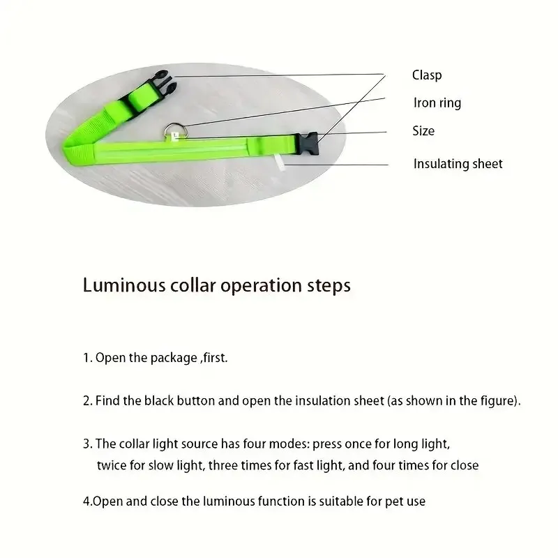 Coleira LED para Cães de Nylon Brilha no Escuro para Passeios Noturnos - Imagem 3