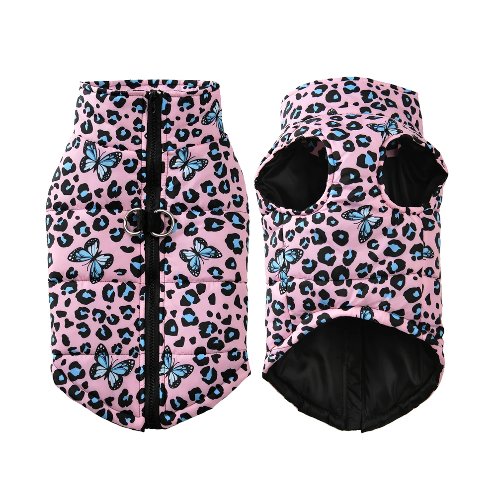 jaqueta com estampa de leopardo para cães pequenos