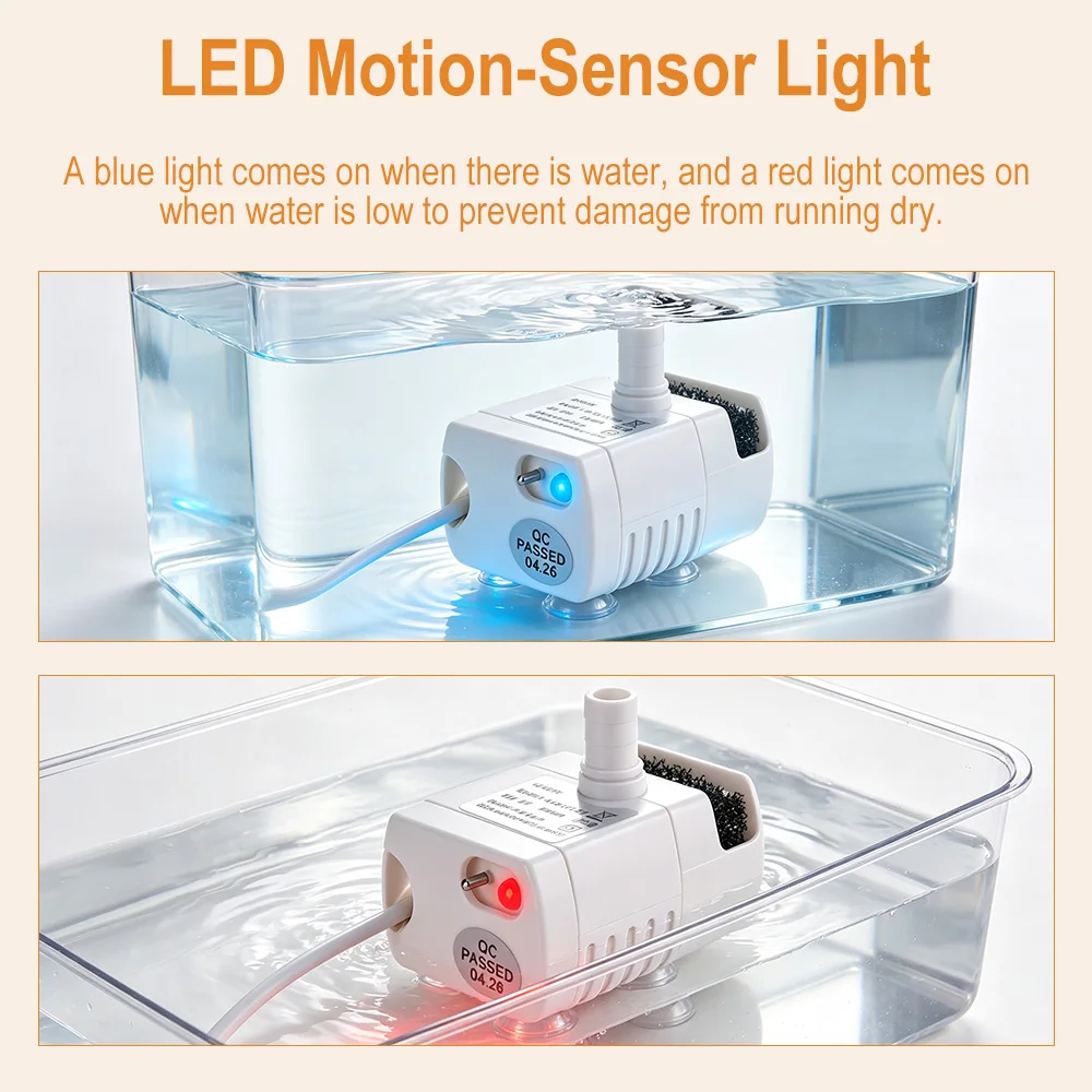 Bomba de Água USB para Bebedouro de Pets com LED e Desligamento Automático - Image 2