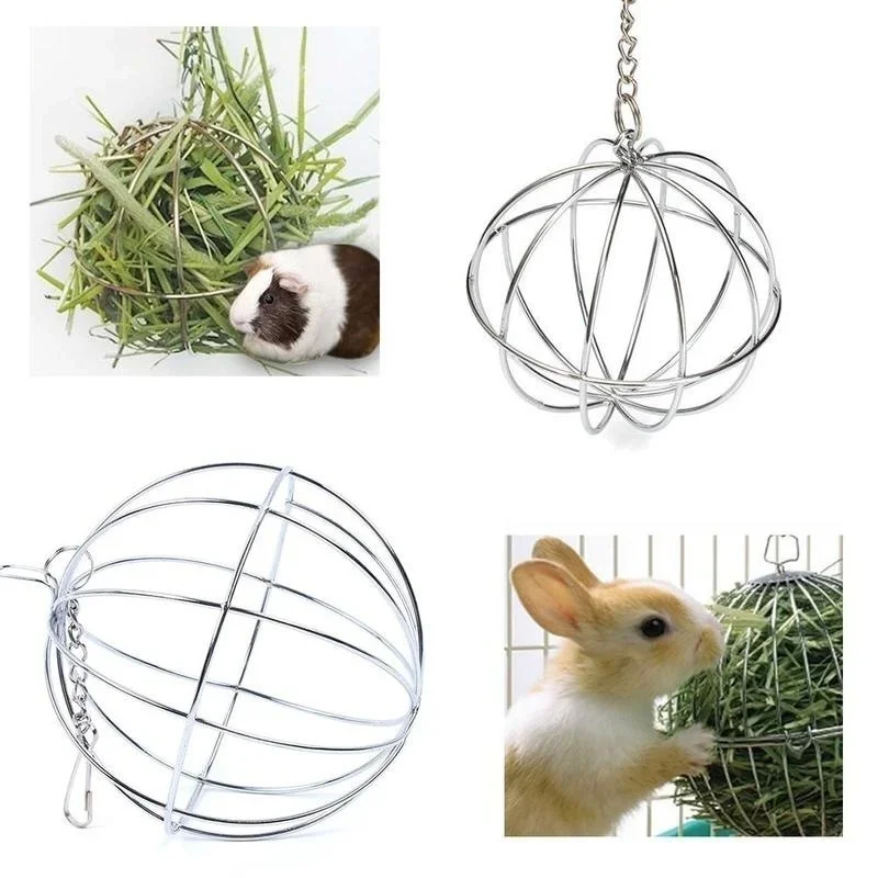 Bolinha Porta Feno para Roedores de Aço Inoxidável 8,5 cm com Gancho - Imagem 4