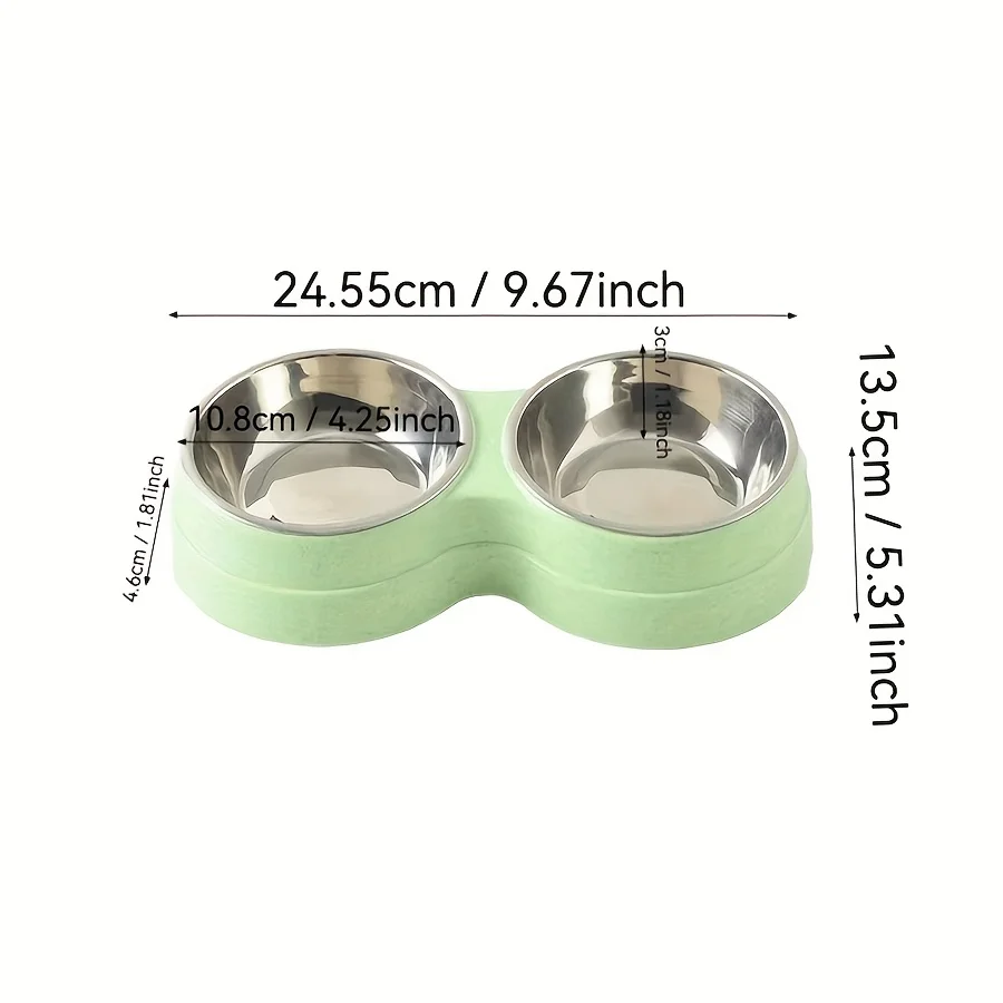 Tigela Dupla para Cães e Gatos de Aço Inoxidável com Base Antiderrapante - Imagem 2