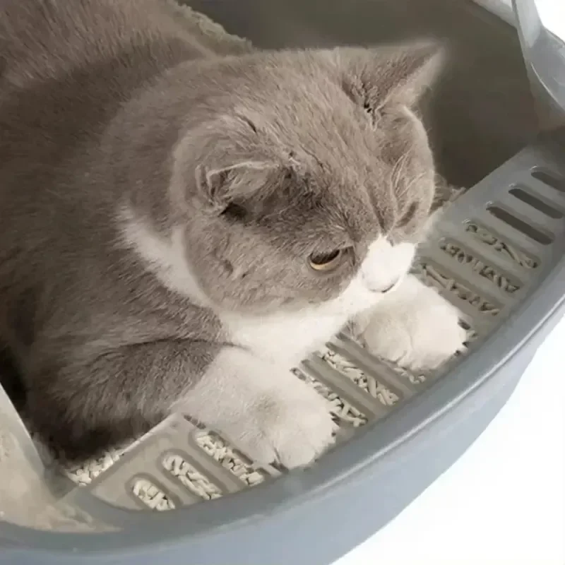 Caixa de Areia para Gatos Semi-Fechada Lado Alto Antirespingos - Imagem 2