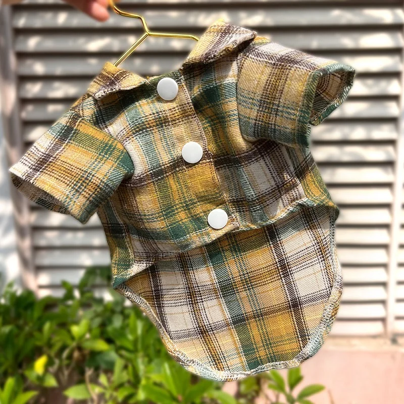 Camisa Xadrez para Cães e Gatos de Fibra de Poliéster Respirável - Imagem 5