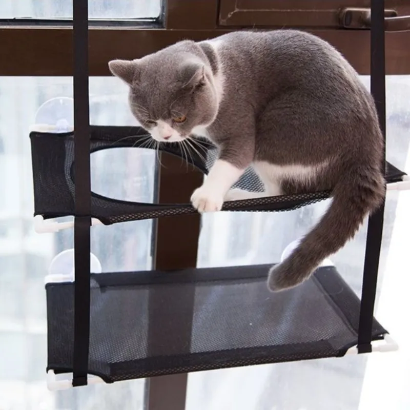 Cama de Janela Suspensa para Gatos Dupla com Ventosas Fortes - Imagem 2
