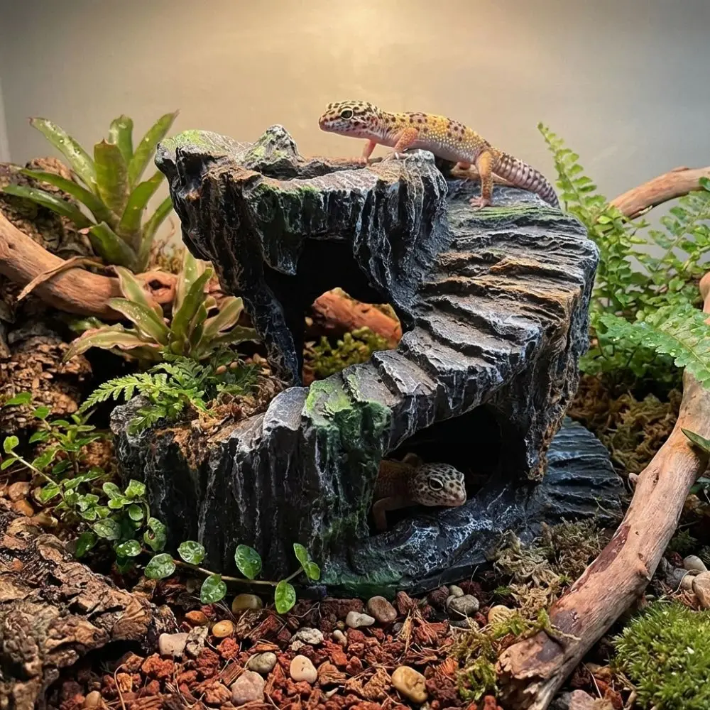 Plataforma para Tartarugas e Répteis de Resina 11,5x14x11 cm com Esconderijo - Imagem 2