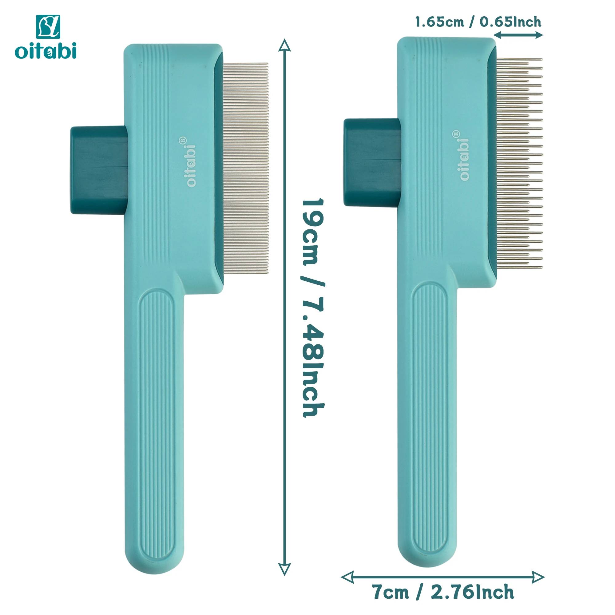 Pente Oitabi para Cães e Gatos com Dentes de Aço e Autolimpeza - Imagem 2