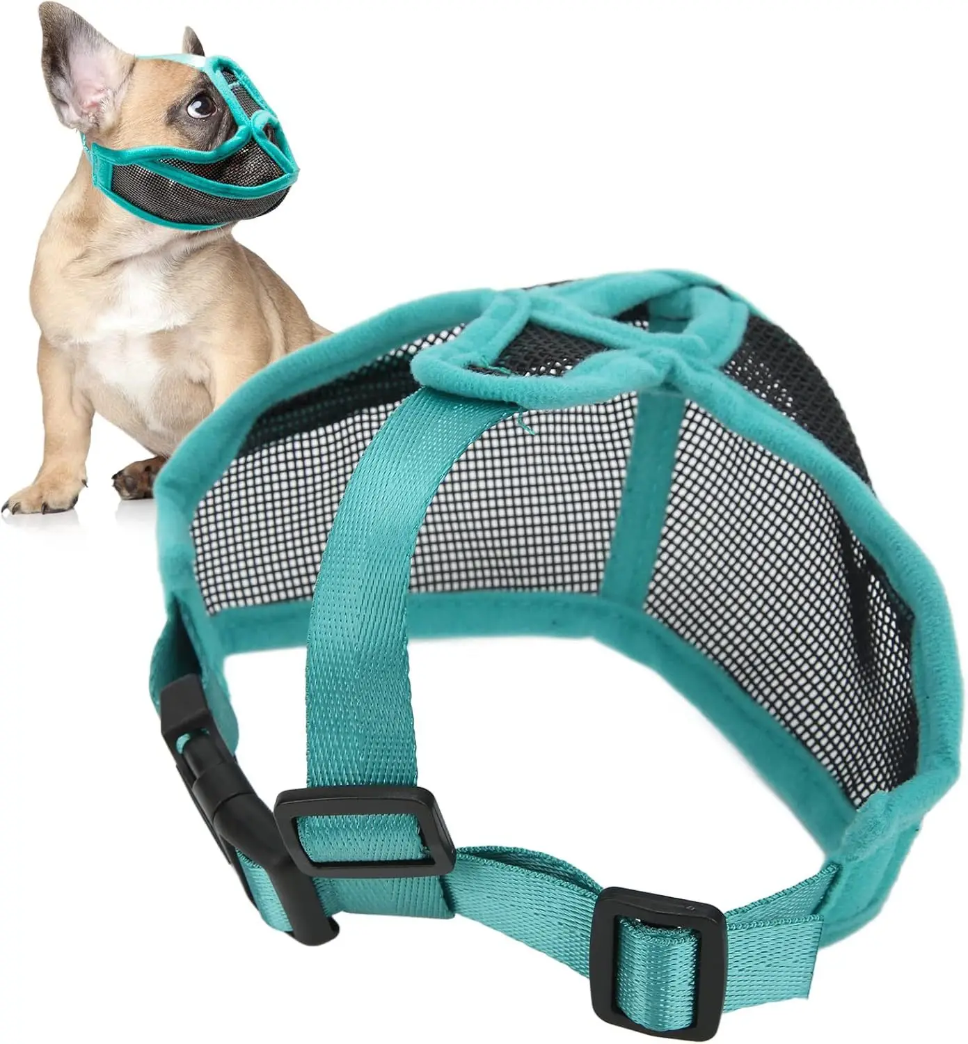 Focinheira Ajustável para Cães de Malha Respirável para Bulldog - Imagem 2