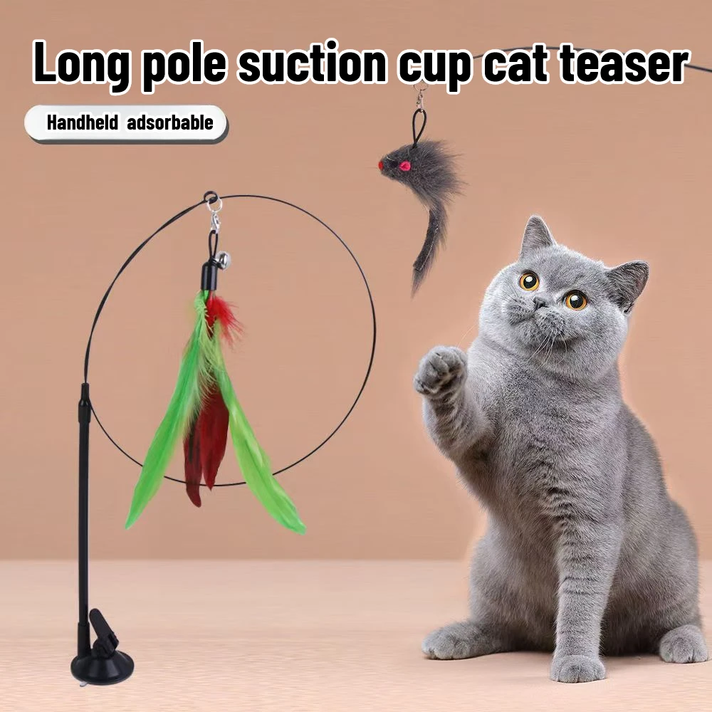 Brinquedo de Pena para Gatos com Ventosa e Sino - Imagem 2