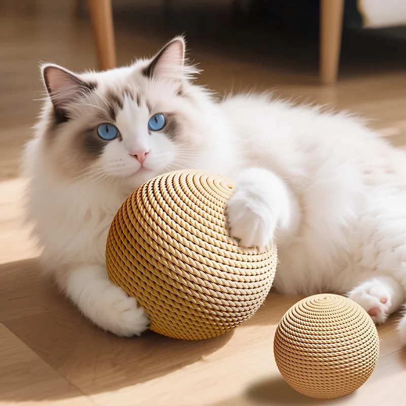 Brinquedo Bola de Sisal para Gatos 8 cm Interativa com Chocalho - Image 4