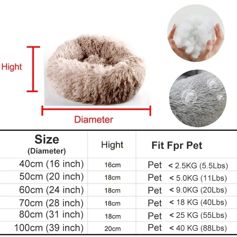 Cama Redonda para Cães e Gatos de Pelúcia Macia para Inverno - Image 6