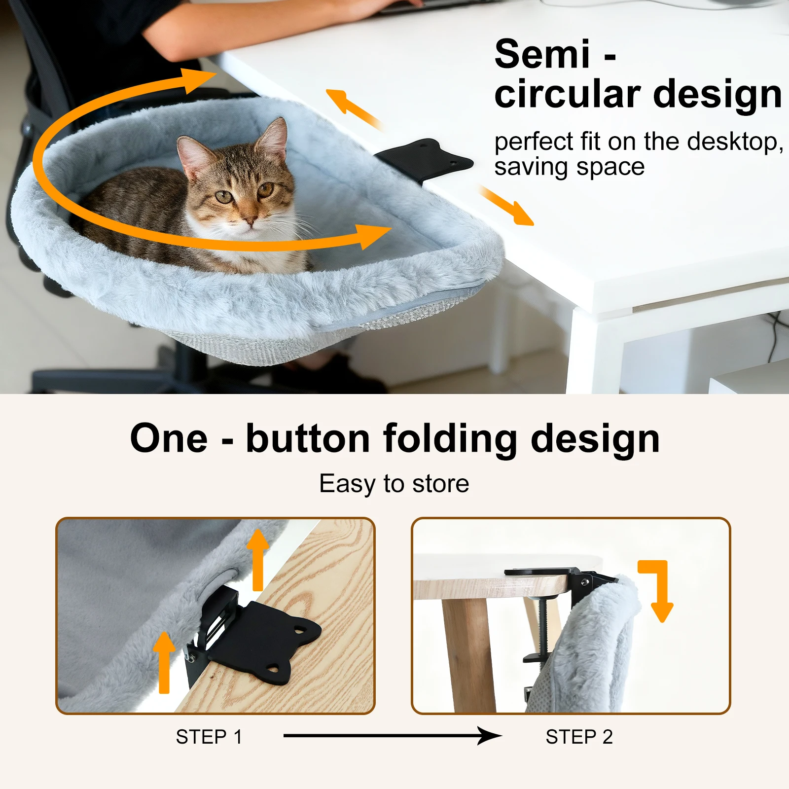 Cama de Mesa para Gatos Dobrável com Zíper para Limpeza - Image 4