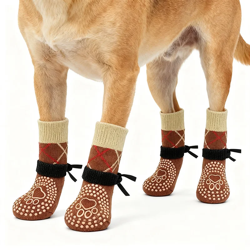 Meias Antiderrapantes para Cães 4 Peças de Poliéster com Tiras Fixas - Imagem 5