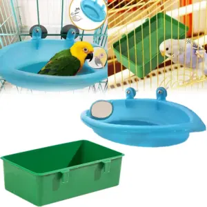 banheira para pássaros com espelho
