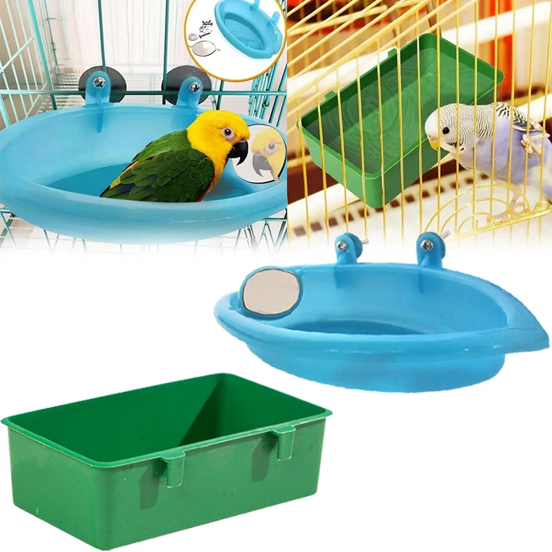 banheira para pássaros com espelho