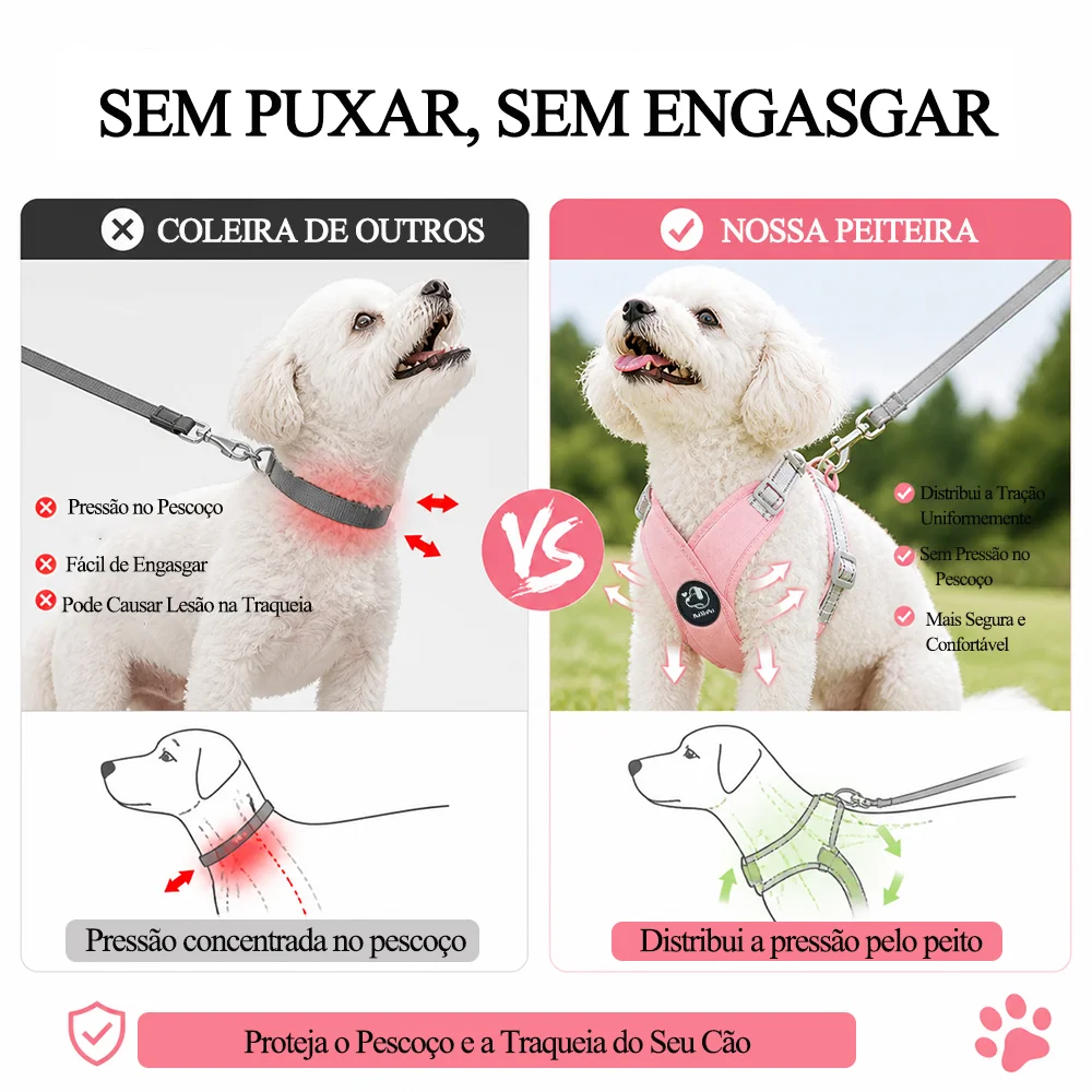Colete Peitoral para Cães e Gatos Pequenos com Guia Ajustável - Imagem 3
