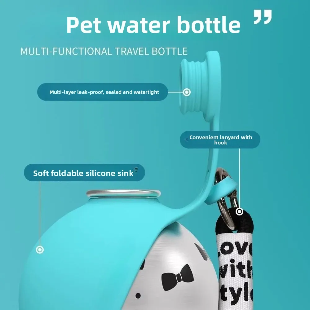 Garrafa de Água para Cães 285 ml Inox com Tigela de Silicone - Imagem 3