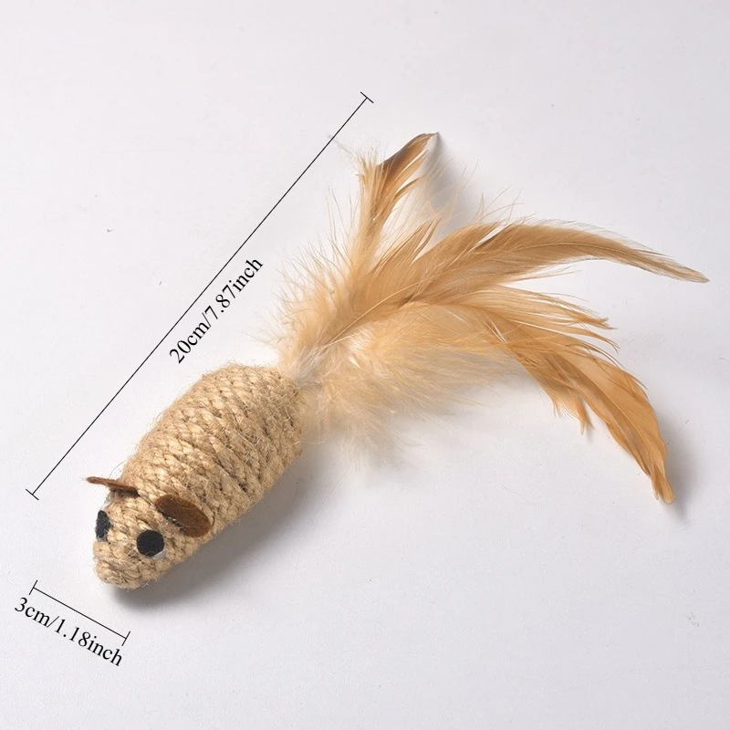Brinquedo de Sisal para Gatos com Pena e Formato de Rato - Image 3