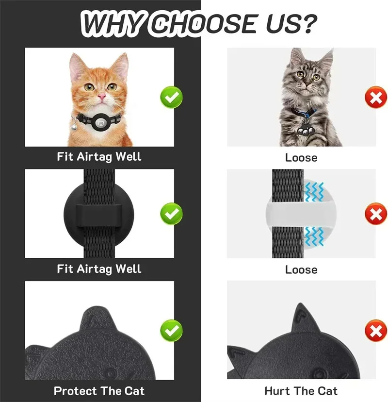 Coleira Refletiva para Gatos com Suporte Airtag e Sino Ajustável - Imagem 5