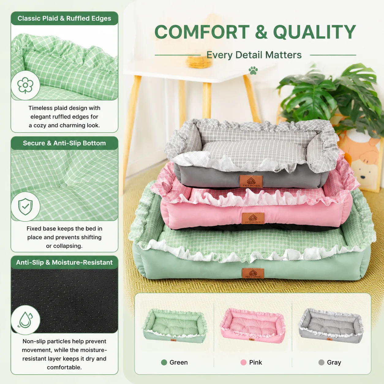 Cama Sofá para Cães e Gatos Pequenos e Médios com Base Antiderrapante - Image 3