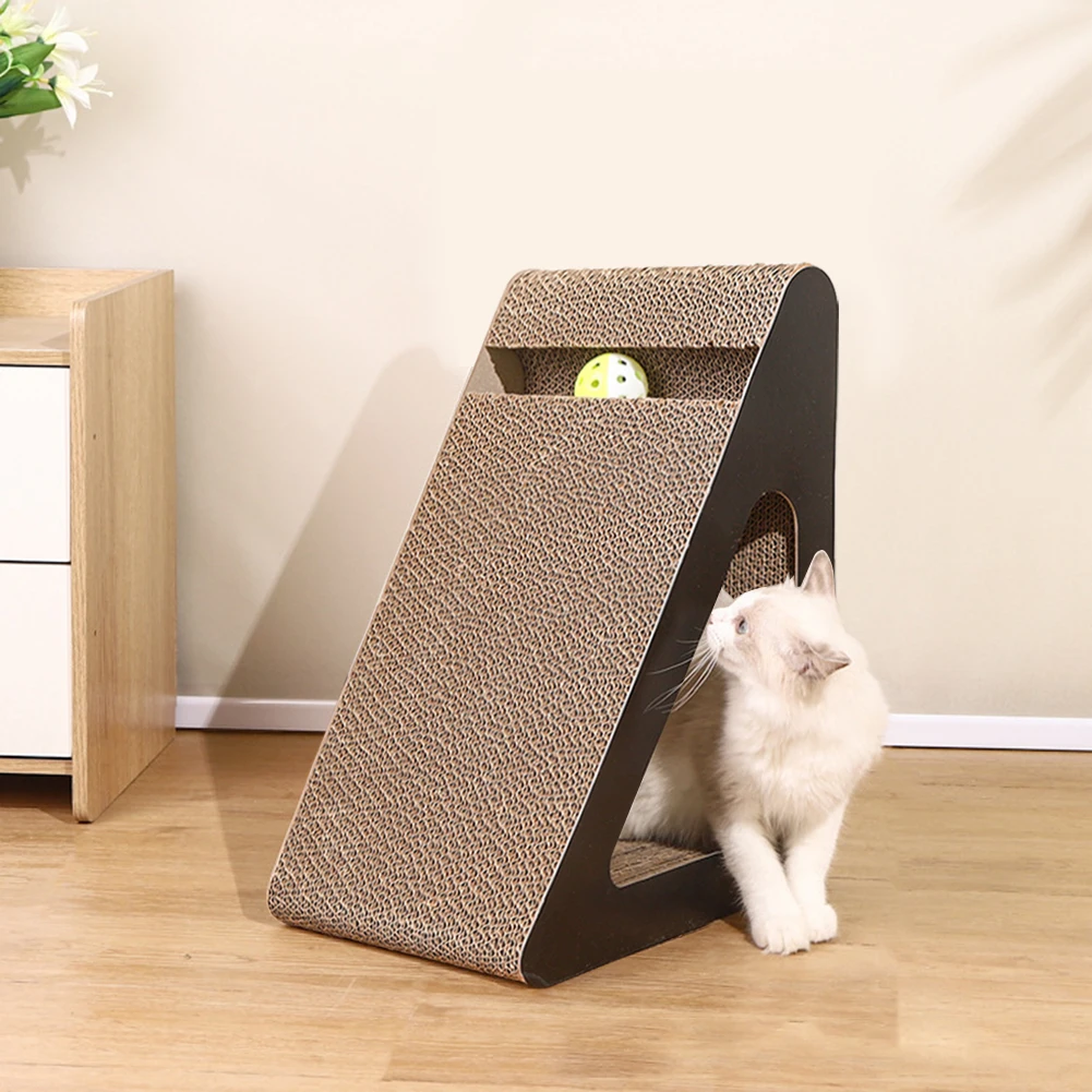 Arranhador para Gatos 2 em 1 de Papelão com Bolas Giratórias - Image 3