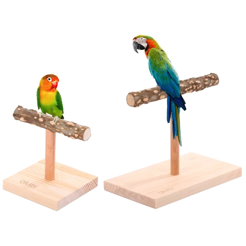 poleiro de mesa para pássaros de madeira