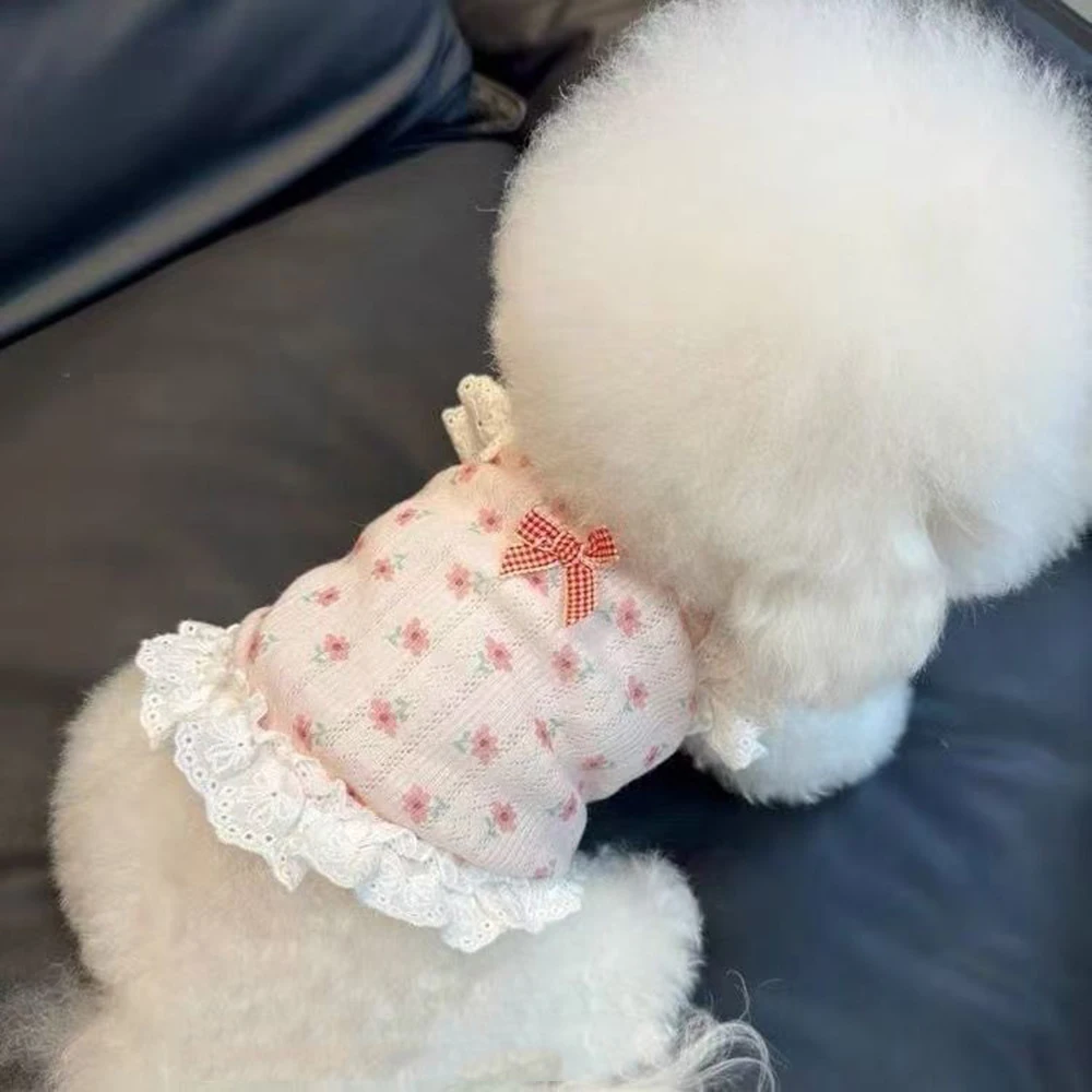 Colete de Moda Floral para Cães e Gatos com Laço - Image 3