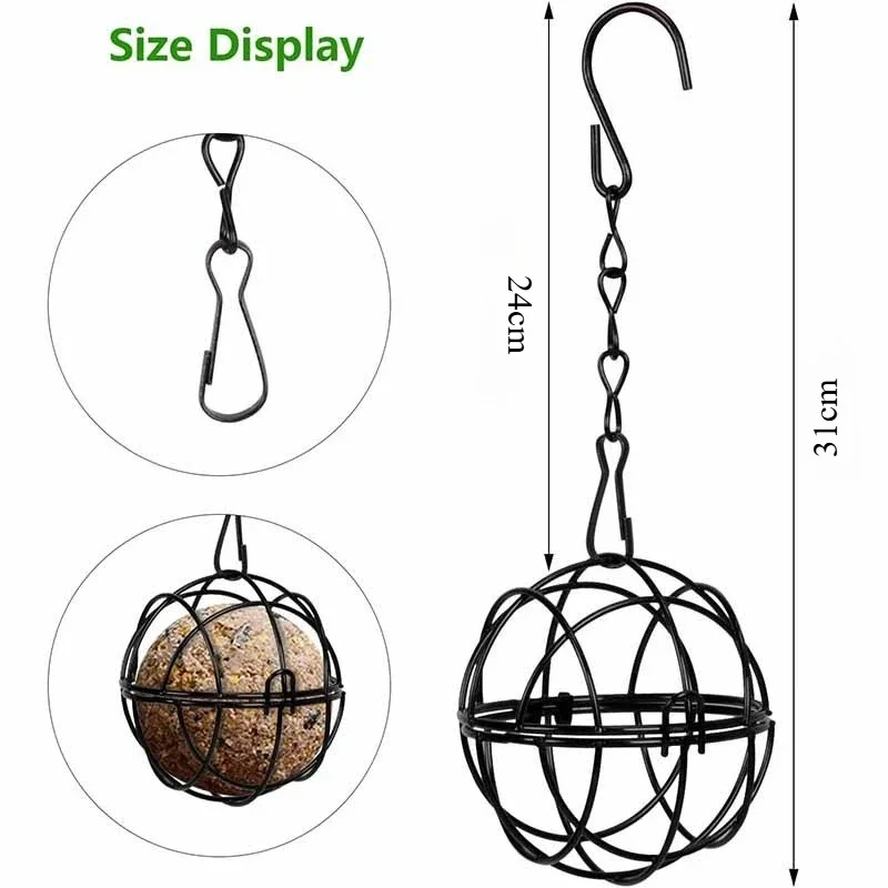 Comedouro Bola de Metal para Pássaros com Corrente Fácil de Pendurar - Imagem 5