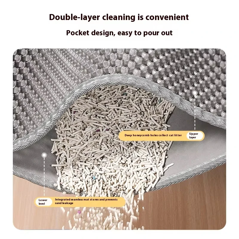 Tapete para Areia de Gato de 2 Camadas com Base Impermeável - Imagem 2