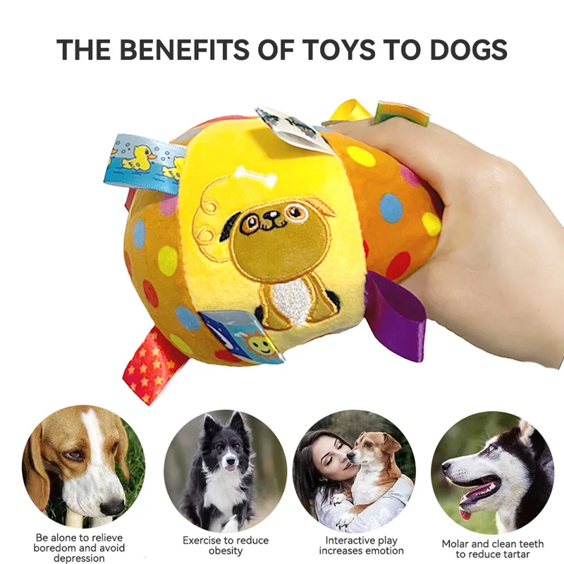 Brinquedo Bola de Pelúcia Vocal para Cães com Sino Interativo - Imagem 6
