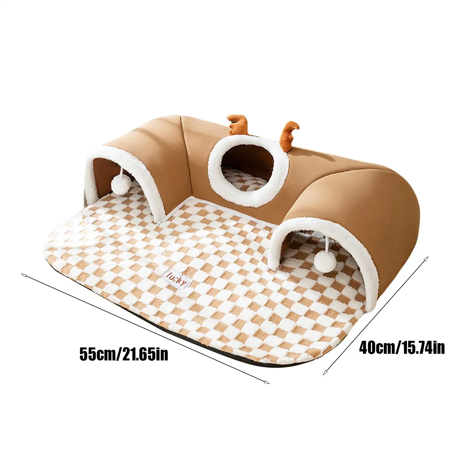 Cama Túnel para Gatos de Esponja 55x40 cm com Espaço para Brincar - Imagem 6
