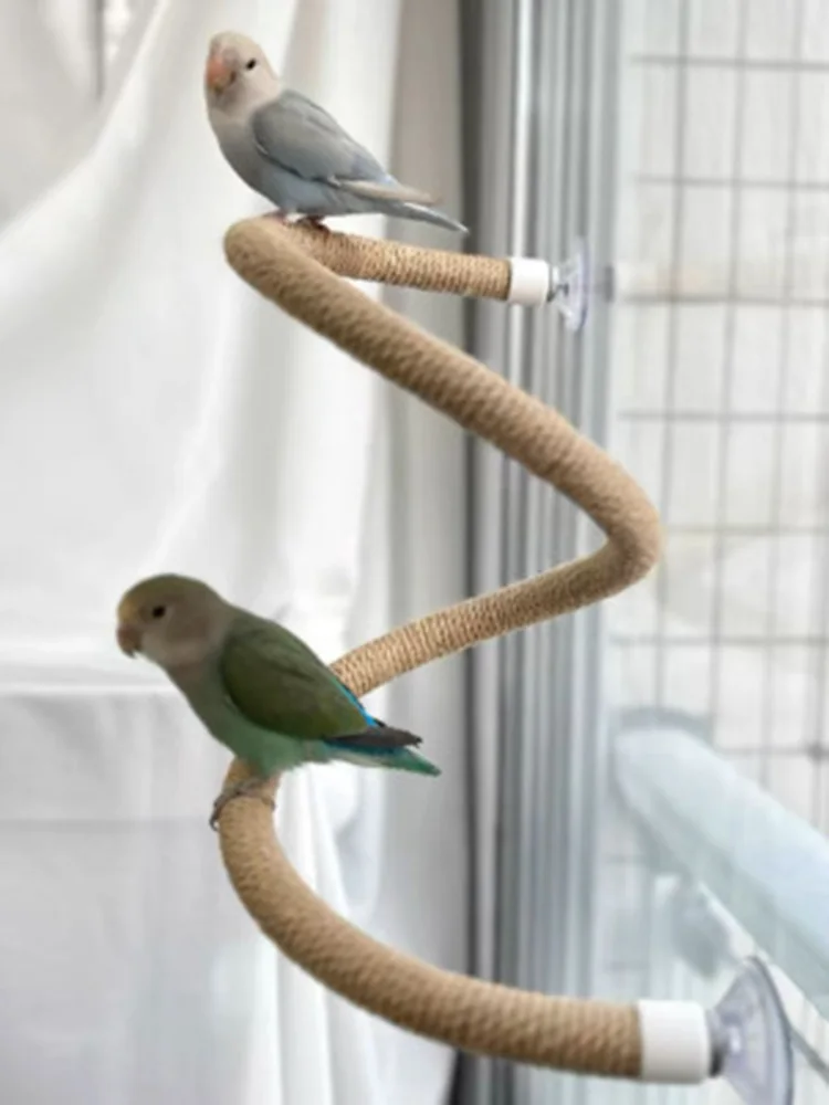 Corda de Linho Dobrável para Pássaros com Ventosa Antiderrapante - Imagem 2