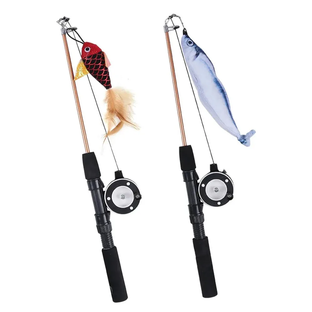 Vara de Pesca Retrátil para Gatos com Peixe para Interação - Imagem 3