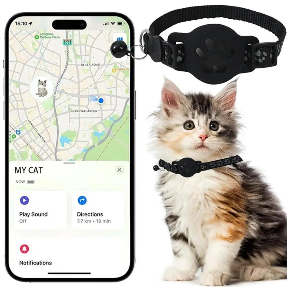 Coleira Rastreador GPS para Gatos Ajustável com Faixa Refletiva - Imagem 5