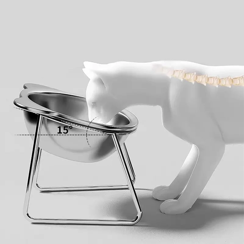 Tigela para Gatos e Filhotes Inclinada 15° de Aço Inoxidável - Imagem 2