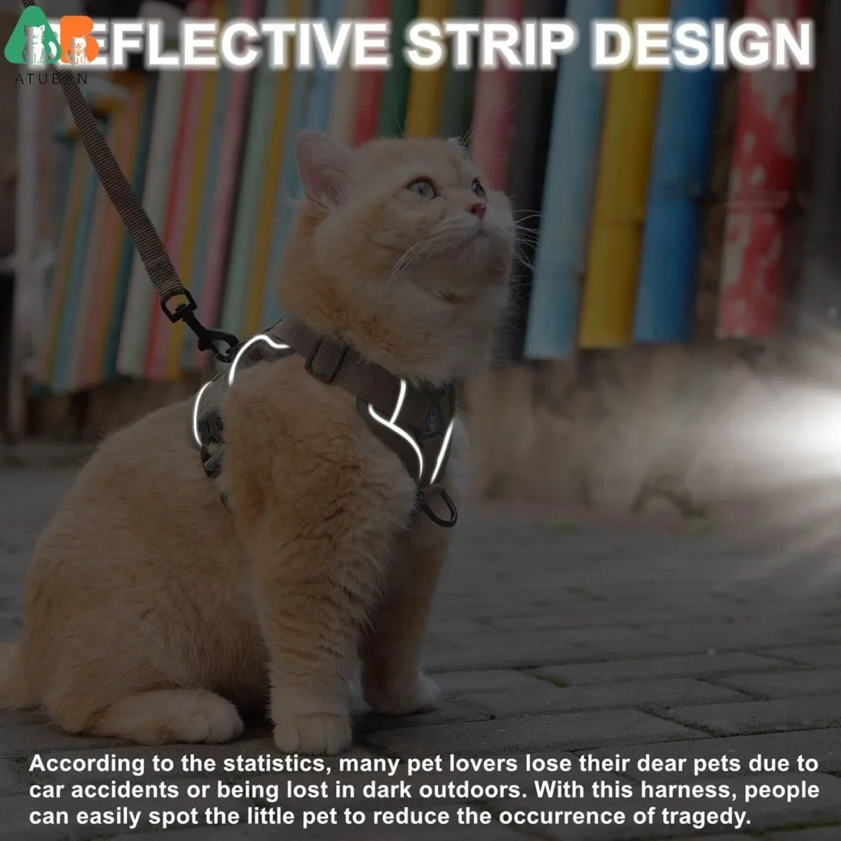 Colete para Gatos Ajustável com Faixa Refletiva para Passeio - Imagem 6