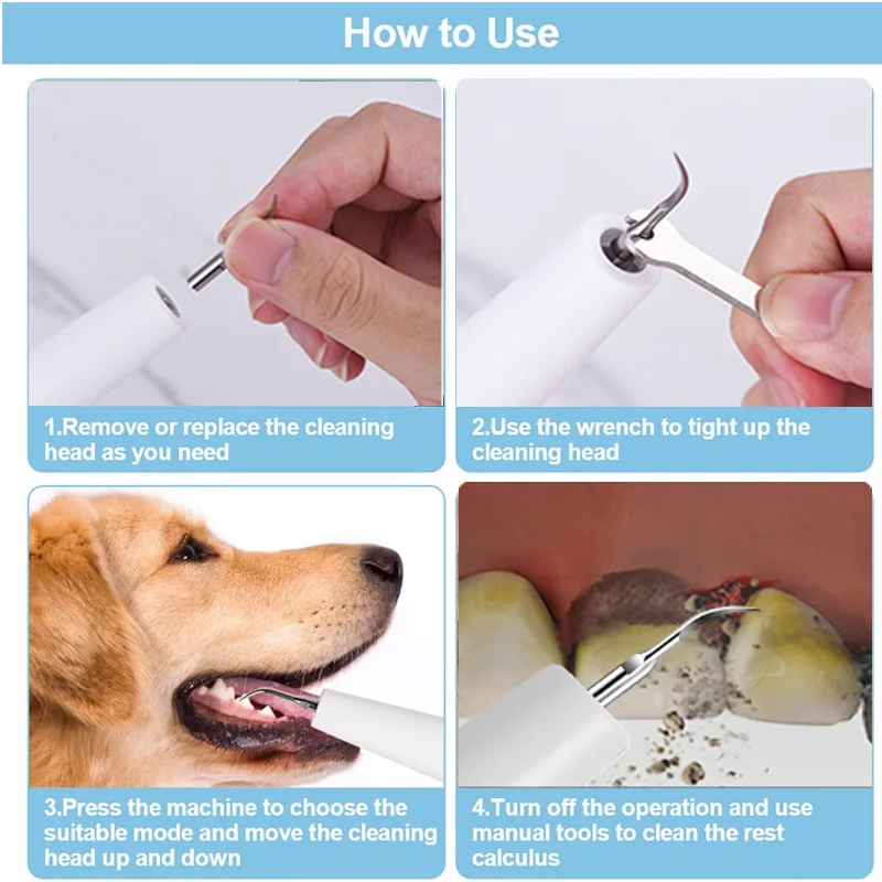 Escova de Dentes Elétrica para Cães e Gatos Ultrassônica - Imagem 2