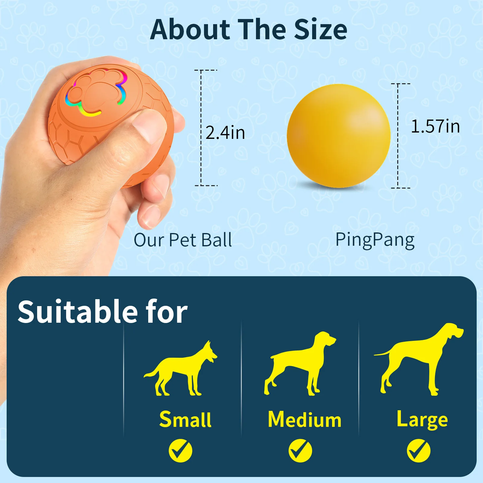 Bola Interativa para Cães e Gatos USB Recarregável com Luzes LED - Imagem 4