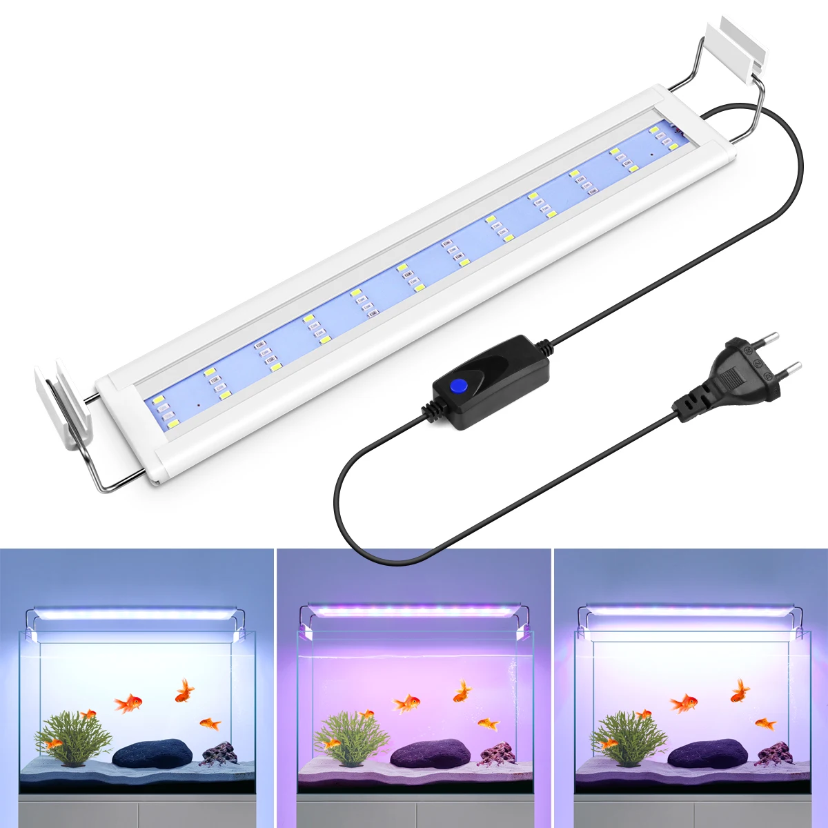 luminária LED aquário extensível 18 cm RGB