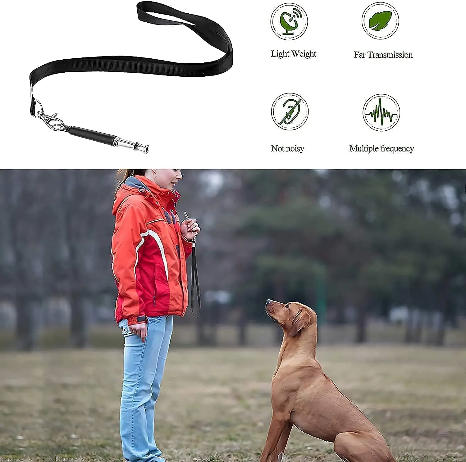 Apito Ultrassônico para Cães de Aço Inoxidável com Cordão - Imagem 5