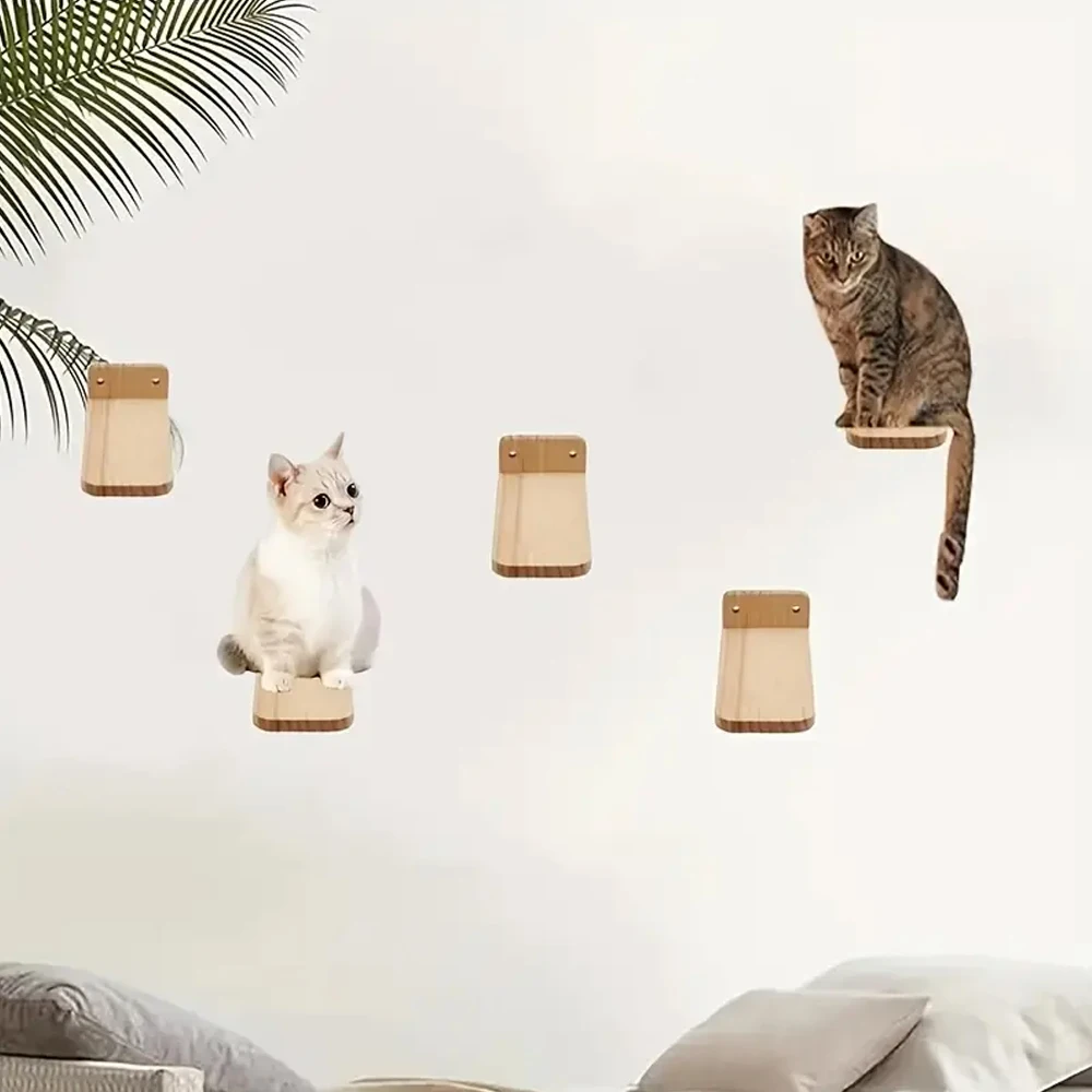 Escada de Parede para Gatos de Madeira Natural 5 Peças - Imagem 4