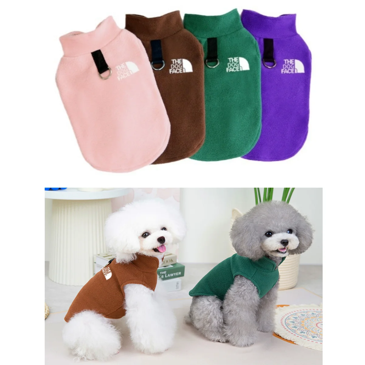 Camisola para Cães de Lã para Inverno em Rosa, Azul, Cinza - Imagem 6