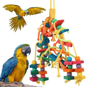 brinquedo para pássaros de madeira