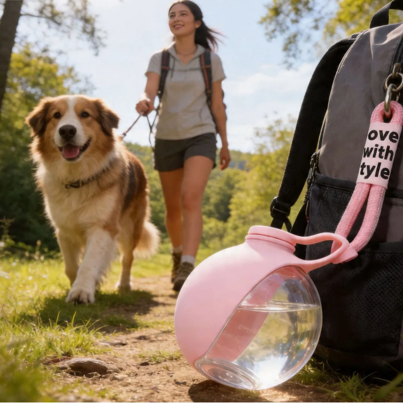 Garrafa de Água Portátil para Cães e Gatos Dobrável com Ganchos - Imagem 3