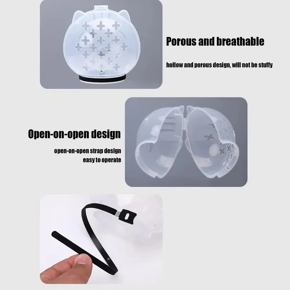 Focinheira Transparente para Gatos Ajustável Anti-Mordida - Image 4