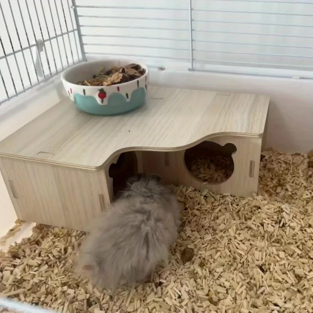 Balanço e Toca para Hamster de Madeira Sólida - Imagem 5