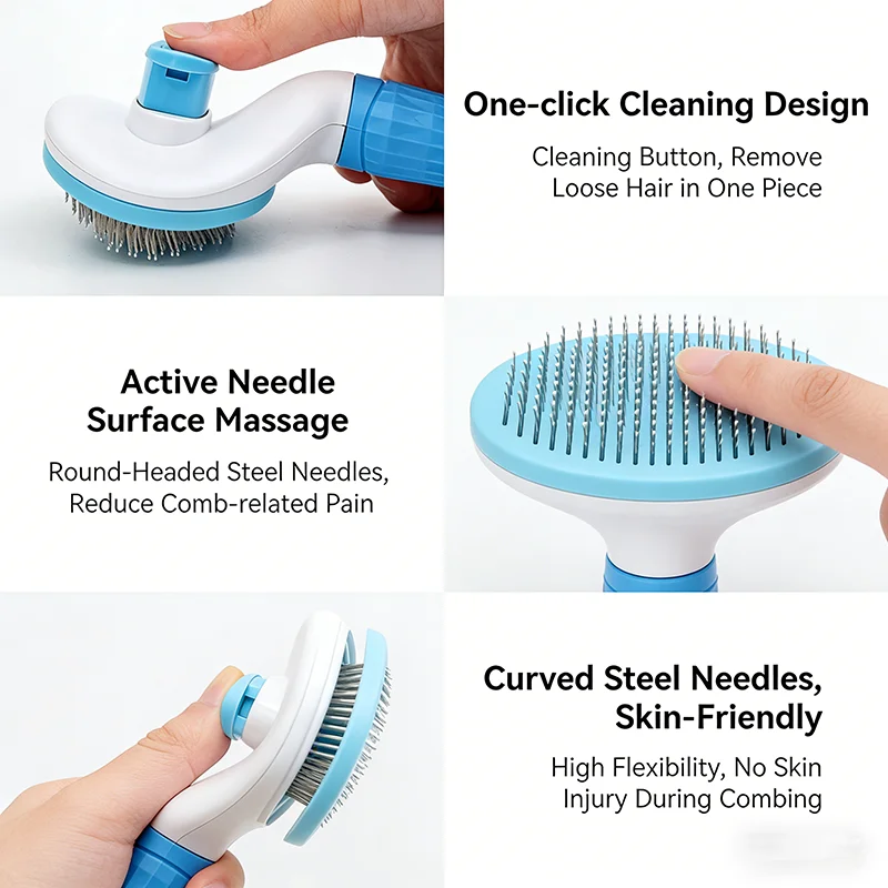 Escova Removedora de Pelos para Cães e Gatos com Limpeza Automática - Imagem 4